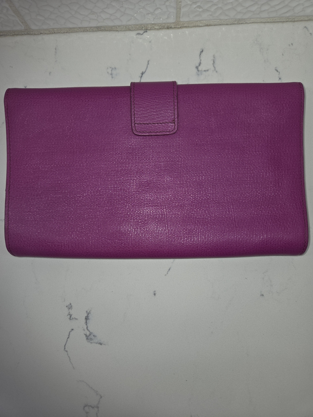 Authentic YSL Yves Saint Laurent Chyc Classic Y Ligne Clutch Fuchsia Leather - Picture 2 of 15